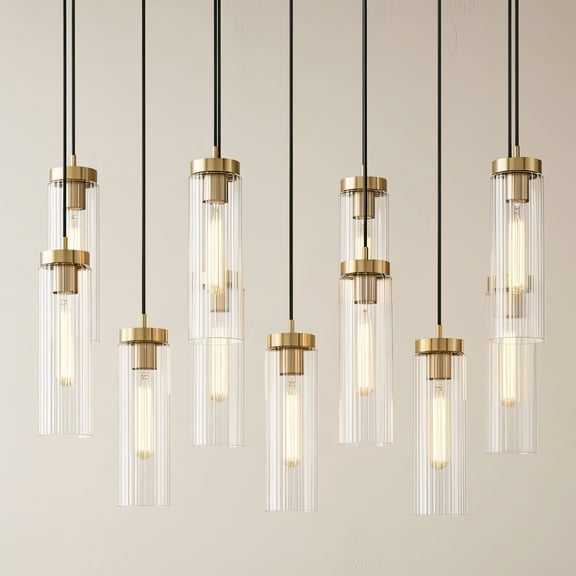 Possini Euro Design Marika 32" Modern Pendant Chandelier Ceiling Light Fixture Dining Room Over Table Kitchen Island Multi-Light Soft Gold Finish