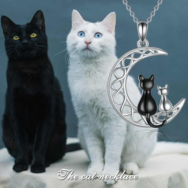 Cat Necklace, popular Celtic Jewelry, Moonstone Jewelry, Cat Lover Gift, Cat Mom Gift, Anniversary Gift, Animal Necklace, Nature Necklace