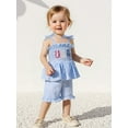 thumbnail image 5 of BemeyourBBs Girls 4th of July Overalls Shorts Sleeveless Jumpsuit Plaid Romper, 5 of 9