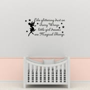 Empresal Like Glittering Dust On Fairy Wings Little Girl Dreams Are Magical Things Vinyl Wall Decal Quote Sticker Home Decor Black 28"Hx13"W JR880