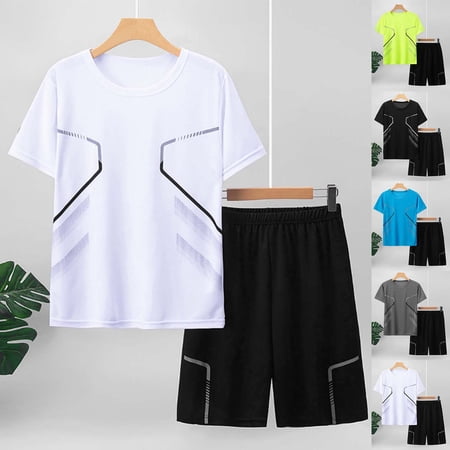 ibiyuan Boys Clothing Sets 2 Piece Shirt Shorts Set Soccer Set Casual Summer Party Vacation