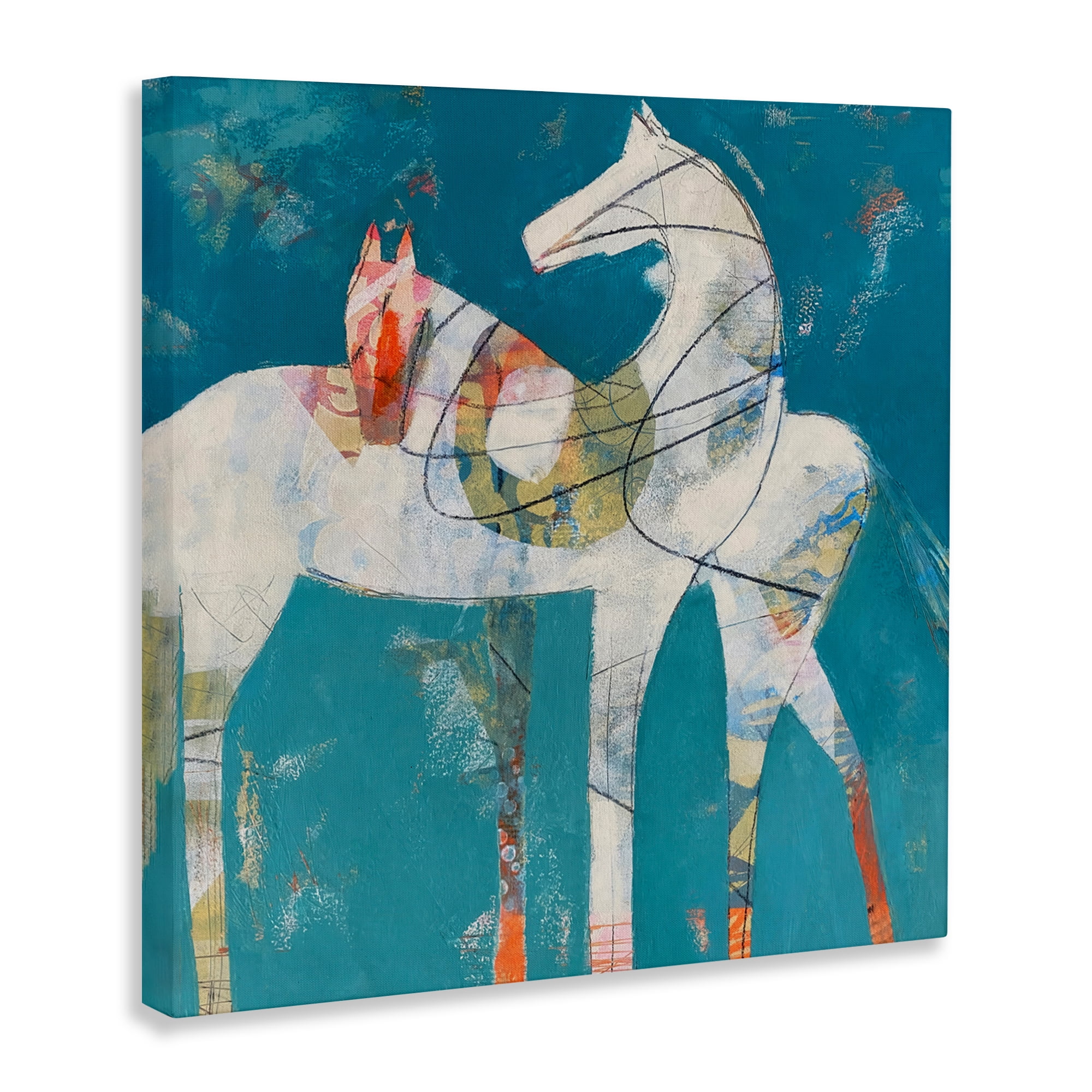 In Sync Abstract Horse Pair Canvas Wall Art, design by Dianna Fritzler