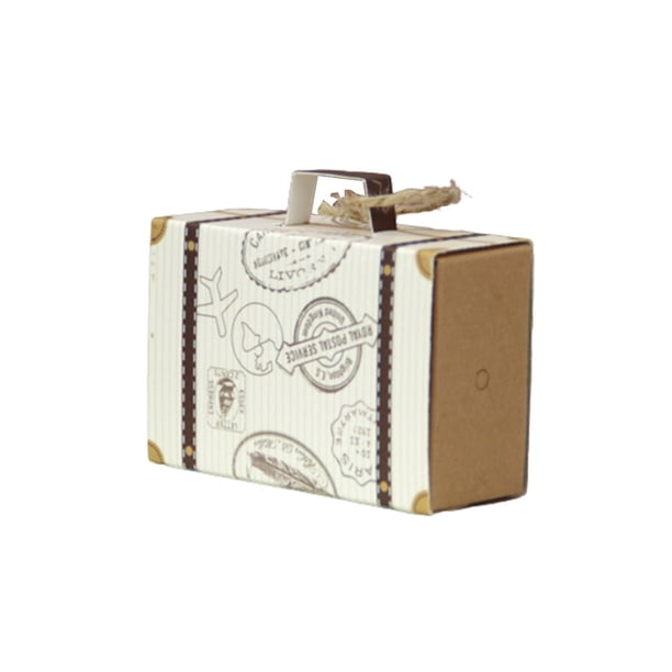 Bewildely Mini maleta de viaje de 50 piezas, cajas de dulces, contenedor de papel clásico, caja de regalo de cumpleaños, caja de decoración de favores Almacenamiento y organización del hogar