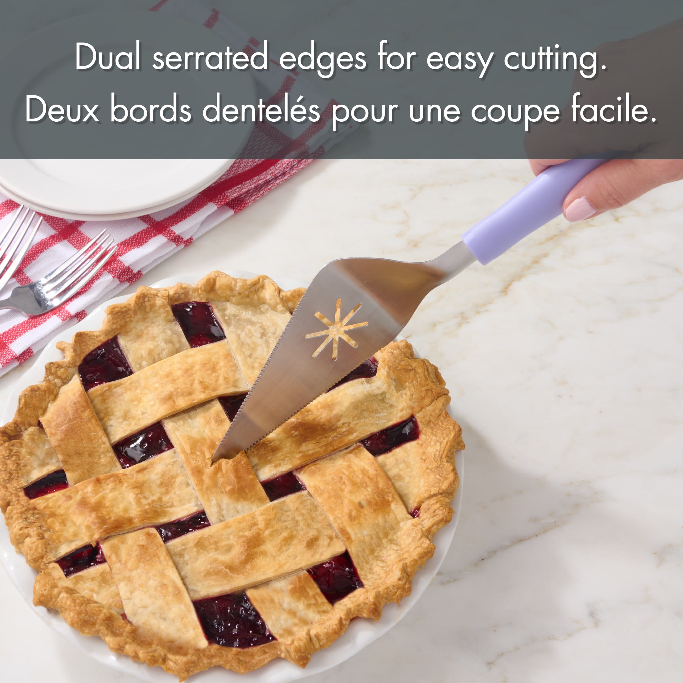 Pelle à tarte, gâteau et pizza en acier inoxydable Tout pour célébrer mauve, outil de pâtisserie pour Pâques