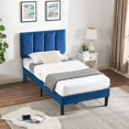 thumbnail image 3 of VECELO Twin/Full/Queen Upholstered Bed Frame with Adjustable Headboard, No Box Spring Needed/Easy Assembly, Dark Blue, 3 of 7