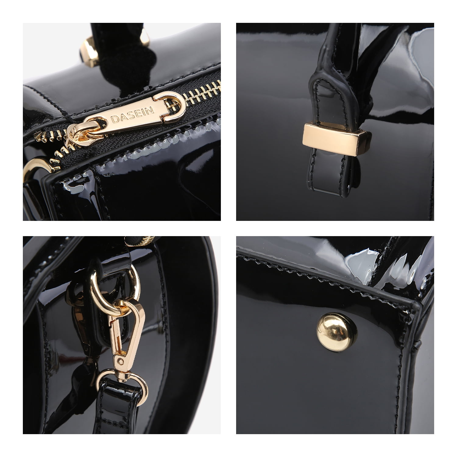 Shiny Patent Faux Leather Handbags Barrel Top Handle Purse Satchel Bag Shoulder Bag for Women