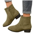 thumbnail image 5 of Mostsola Ankle Boots for Women Low Stacked Heel Booties with Side Zipper Suede Wide Calf Boot, 5 of 8