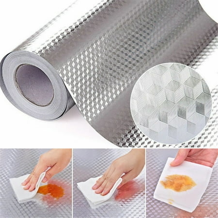 Non Adhesive Paper Cubes - Self Adhesive Waterproof Oil-proof Aluminum Foil Kitchen Cabinet Wall Sticker prismatic cube 40X200CM