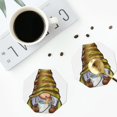 thumbnail image 5 of Pofeuu Fishing Gnome Fisherman Print Leather Coasters Set of 6, Round Cups Mugs Mat Pad for Home Kitchen Heat Resistant Drink Coasters,Octagon, 5 of 7