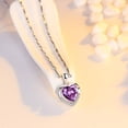 thumbnail image 3 of Collar de mujer en plata 925 con dije de corazón de cristal azul austriaco, regalo de Navidad, amor, 3 of 5
