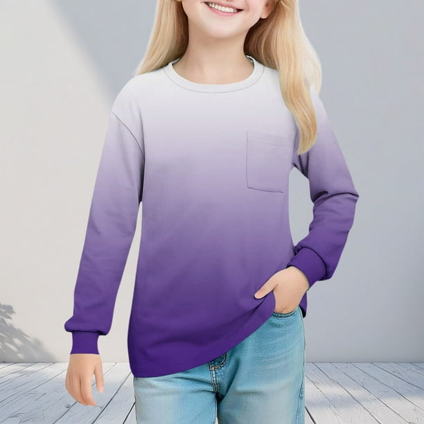 Cowsor Girl's Crew Neck Tie Dye Sweatshirts with No Hood Casual Color Block Long Sleeve Pullover Tops