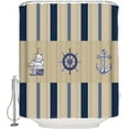 thumbnail image 2 of Polyester Fabric Nautical Shower Curtain, Navy Blue Brown Ocean Coastal Rudder Anchor, Waterproof Bathtub Curtain Bathroom Decor Set with Hooks 72 x 78 Inches,, 2 of 6