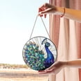 thumbnail image 2 of Elegant Peacock Stained Glass Window Panel, Vibrant Glass Art for Home Decor, 2 of 3