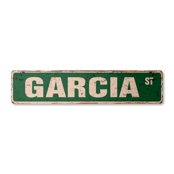 GARCIA Vintage Plastic Street Sign Childrens Name Room Sign | Indoor/Outdoor | 18" Wide