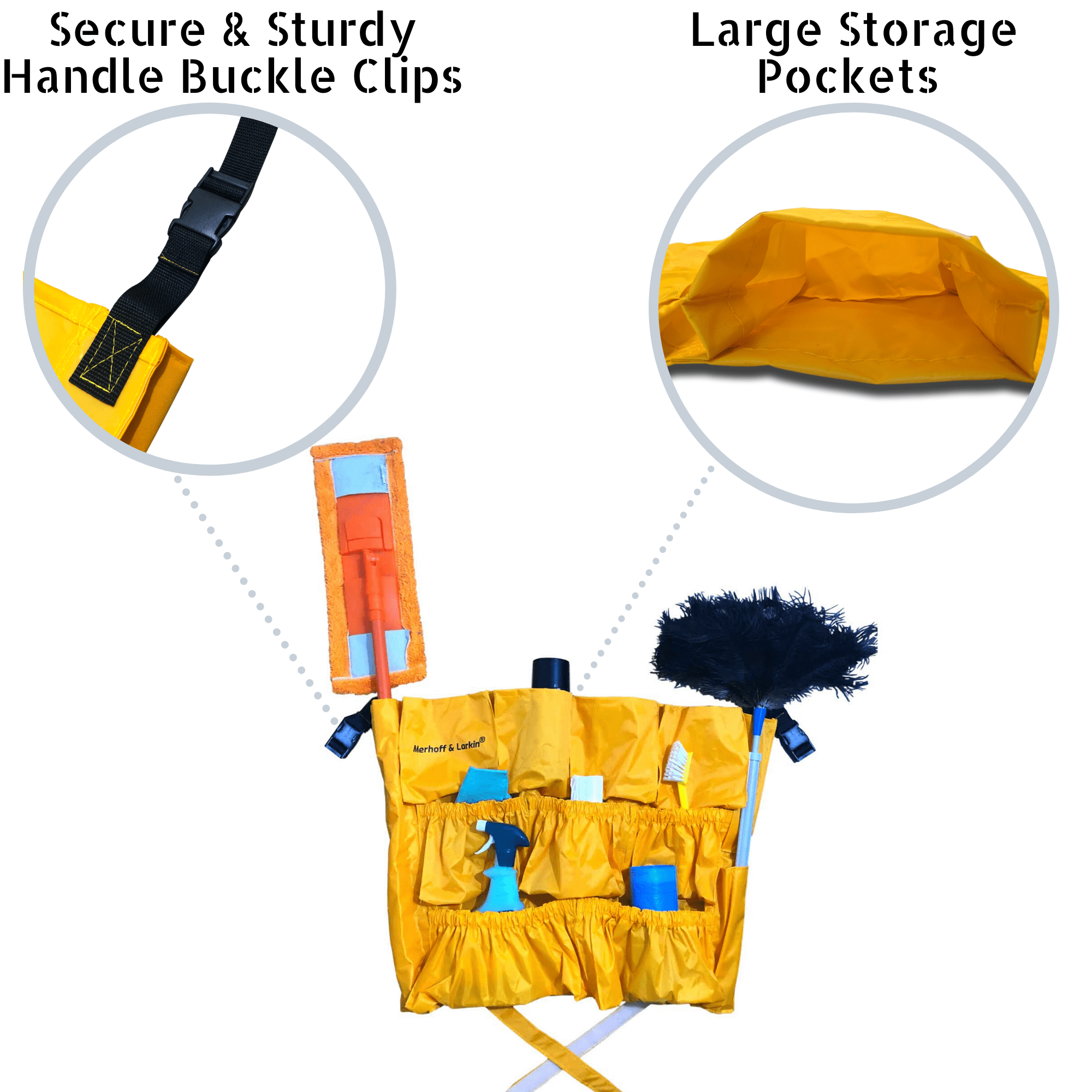 Merhoff & Larkin Yellow Trash Caddy Bag for Garbage Bins 32-50 Gallon Heavy Duty Vinyl Construction
