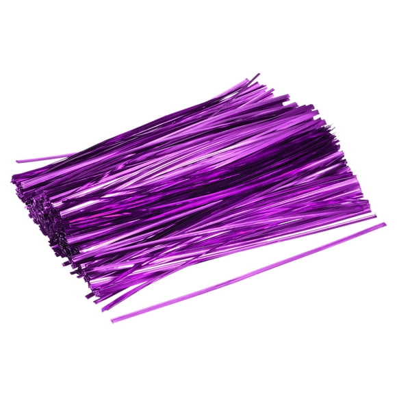 Uxcell Foil Twist Ties Plastic Closure Tie Manage Cords, 750 Pack Purple 8-inch