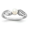 thumbnail image 4 of 925 Sterling Silver Rhodium-Plated Freshwater Cultured Pearl Ring Size 5, 4 of 5