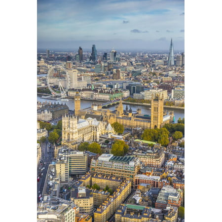 Aerial View from Helicopter, Houses of Parliament, River Thames, London, England Print Wall Art By Jon (Best Hexacopter For Aerial Photography)