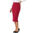 thumbnail image 4 of INSPIRE CHIC Women's Pencil Skirt High Waist Pleated Front Work Office Bodycon Skirts XL Dark Red, 4 of 6