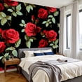 thumbnail image 2 of Wallpaper Seamless floral red roses black Peel and Stick Wall Murals 100"H x 144"W Removable PVC Wall Paper Self-Adhesive Wall Paintings Art Decor for Bedroom Living Room, 2 of 7