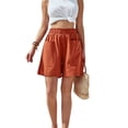 thumbnail image 5 of Gvmfive Women Elastic Waist Pockets Loose Shorts Summer Casual Cotton Beach Shorts, 5 of 7