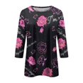 thumbnail image 4 of Hot Sale!! Hauts de la Saint-Valentin à Manches 3/4 pour Femmes Grande Taille Tunique à Col Rond Tenues Douces pour la Saint-Valentin Violet + S, 4 of 4