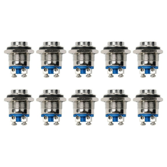 10Pcs 12V 16Mm Metal Waterproof Push Button Momentary On Off Switch Start YIWEI