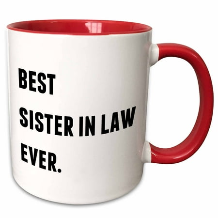 3dRose Best Sister In Law Ever, Black Letters On A White Background - Two Tone Red Mug,