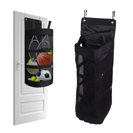 Yajisi Waterproof Hanging Sports Equipment Organizer Bag - Door Garage Toy & Ball Storage for Soccer Basketball Tennis Volleyball