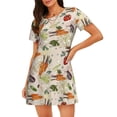 thumbnail image 1 of Balery Cute Vegetables Camisón de manga corta con cuello redondo para mujer, cómodo y elegante., 1 of 6
