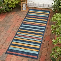 Unique Loom Belize Outdoor Collection Area Rug - Altun (2' x 6' Runner Charcoal/Light Blue)