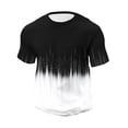 thumbnail image 4 of YueHuiYing Men's Spring/Summer Fashion Casual Loose-Fit Stretch Gym & Home Wear Striped Print T-Shirt Crew Neck Short Sleeve Top Black 4XL, 4 of 8
