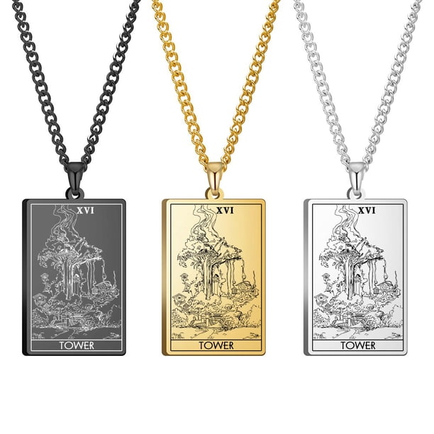 Dawapara-Juego de cartas de Tarot, collar con colgante, tarjetas de Tarot de Arcana mayor, joyería de acero inoxidable Fivean unisex