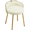 thumbnail image 3 of Furniliving Swivel Vanity Makeup Chair, Comfy Accent Chair with Low Back, Faux Leather Small Makeup Stool for Living, Bedroom, Beige, 3 of 11
