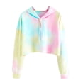 thumbnail image 1 of Chandail à Capuche pour Femmes, Chandail Imprimé Patchwork, Manches Longues, Chandail-Over, Blouse, 1 of 5