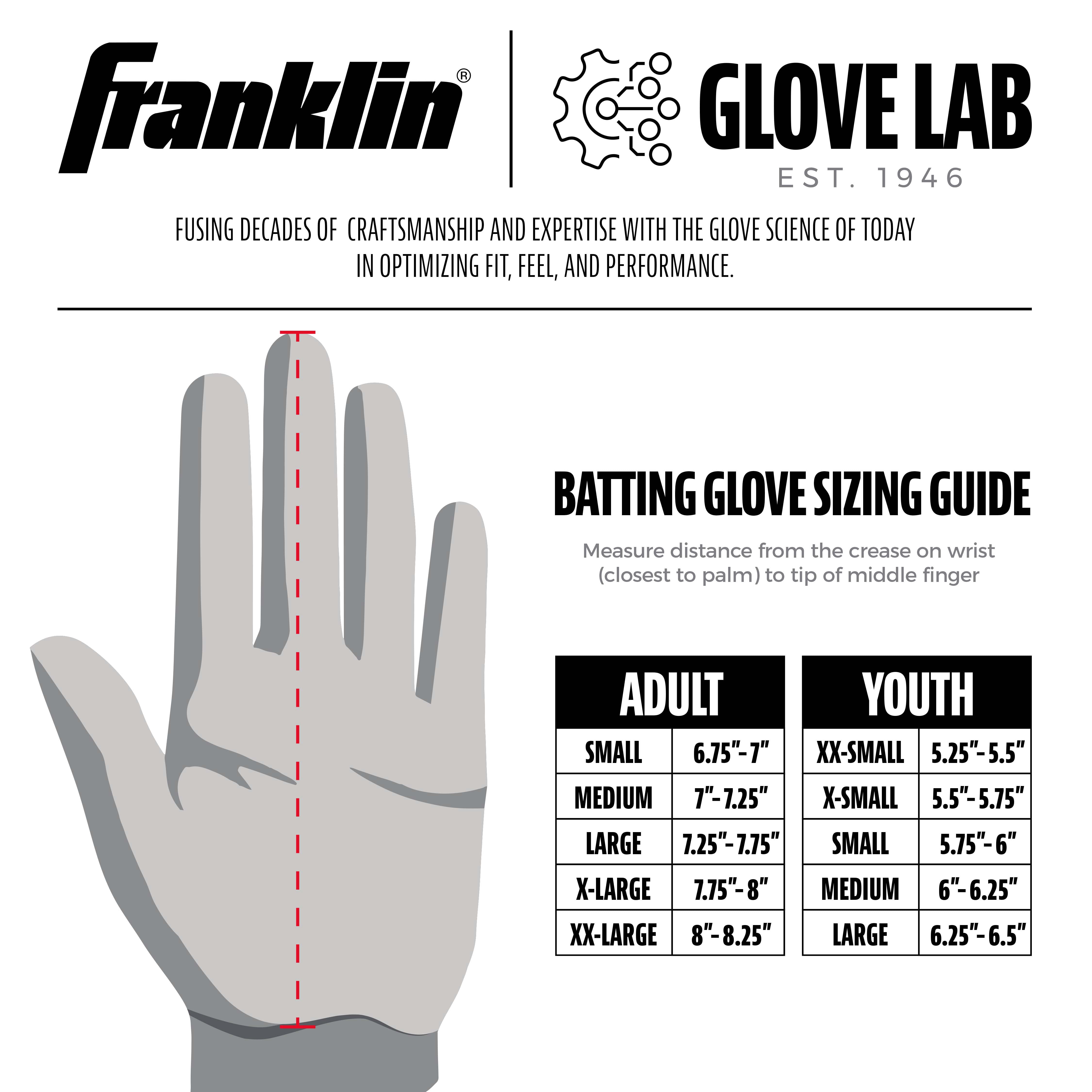 Franklin Sports MLB Batting Gloves - Natural II - Black/Black - Youth Large