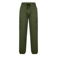 thumbnail image 5 of ZQUUVOU Mens Jogger Cargo Pants Solid Color Pocket Drawstring Elastic Waist Trousers Olive Green, 5 of 6