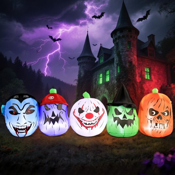 Payaso pirata pirata inflable de Halloween, LED, de DomKom, 2,4 m