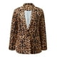 thumbnail image 2 of Chaquetas de traje de rayas Damas Casual Vintage Leopard imprimir un solo Button solapa de manga larga Slim traje temperamento Cardigan Coat para el trabajo de Daliy,blazer moda（Marrón， XXL), 2 of 5