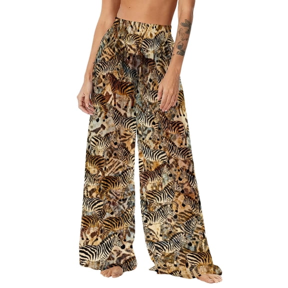 SELONE Women's Swimwear Cover Sun Protection Boho Pants Hawaiian Elastic Waist Wide Leg Trouser Summer Beach Wear