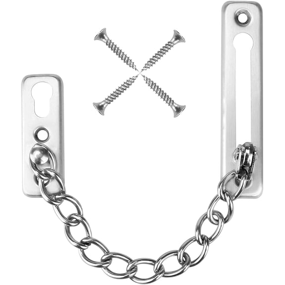Door Chain Lock, Stainless Steel Security Chain Guard with Anti-Theft Chain, Heavy Duty Reinforced Safety Door Latch Lock for Home Bedroom Hotel Office