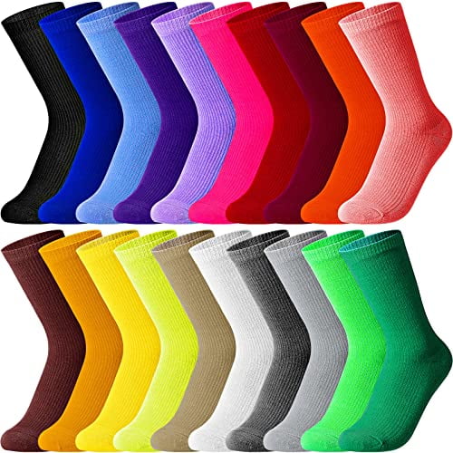 20 Pairs Women s Solid Color Crew Socks Colorful Lightweight Dress Sock for Women Girls Medium Multicolor