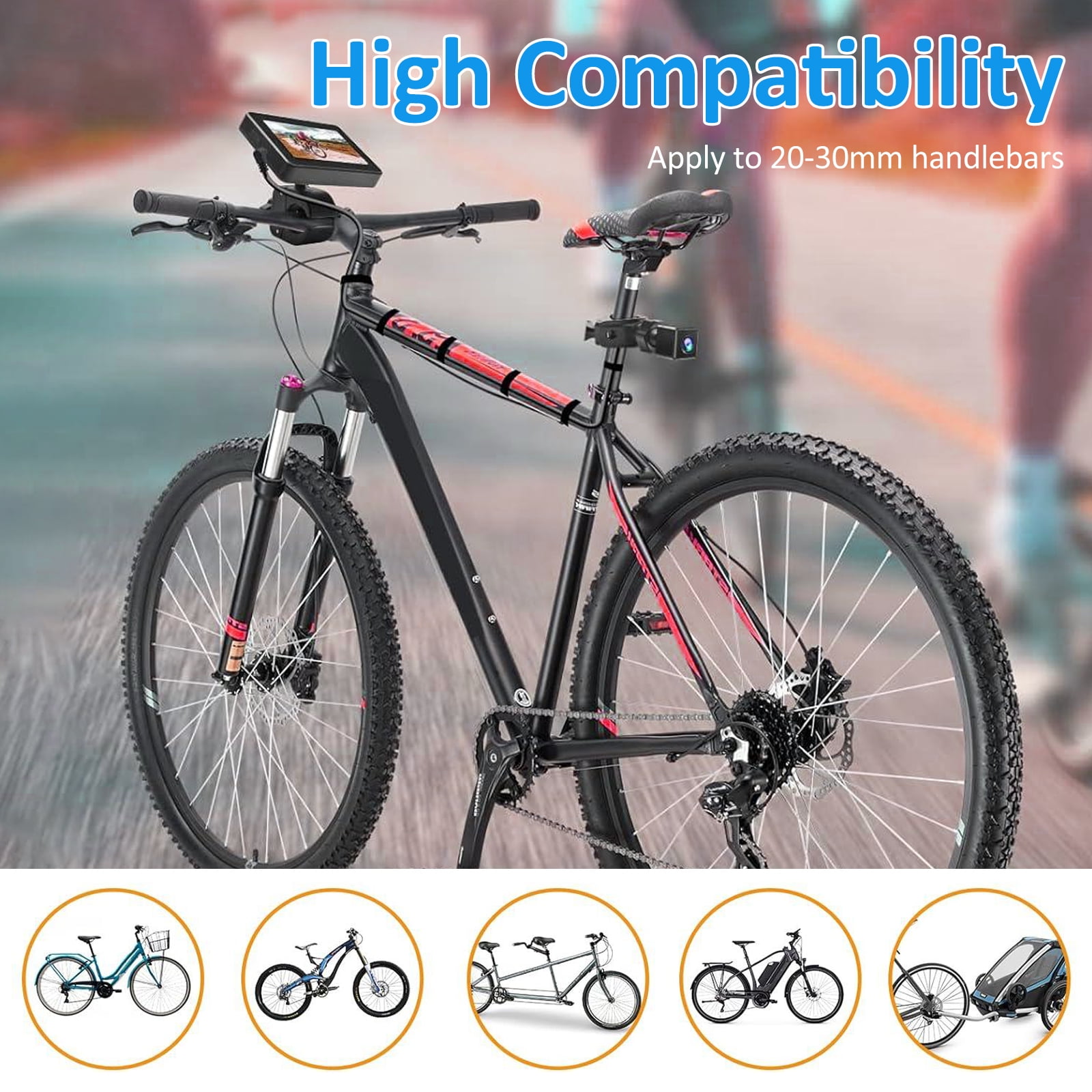 Webcam,Rear View Camera - 1080p Wide View Mountain Road Bike Compatible With View Vision And Webcam 4.3'' Screen Handlebar Bike Mirror Vision Function With Screen Vision Function 150° View