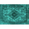 thumbnail image 1 of Ahgly Company Machine Washable Indoor Rectangle Oriental Turquoise Blue Industrial Area Rugs, 2' x 4', 1 of 4