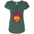 thumbnail image 1 of Ladies "Flaming OM" V-neck Yoga Tee Shirt - Heather Dark Green, Large, 1 of 2