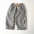 thumbnail image 2 of Baby Girls Wide Leg Linen Striped Pants Kids Casual Summer Palazzo Pants Flowy B𝐨ho High Waisted Beach Trousers with Pockets, 2 of 5