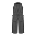 thumbnail image 6 of Danhjin Womens Cargo Pants Lightweight Travel Hiking Cargo Pants Soft Stretch Baggy Elastic Drawstring Casual Streetwear, 6 of 7