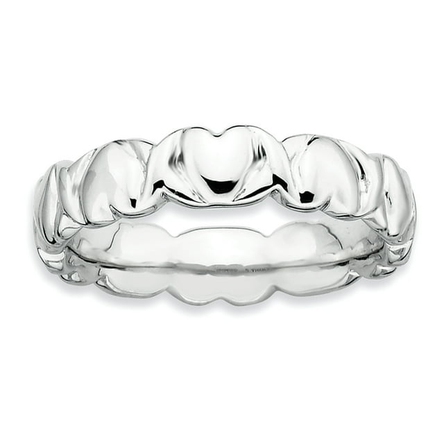 Bague en Argent Sterling Stackable Expressions Rhodium Hearts Taille 5