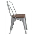 thumbnail image 5 of Flash Furniture 4 Pack Silver Metal Stackable Chair with Wood Seat, 5 of 7