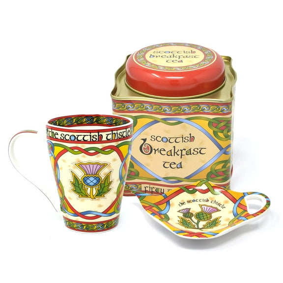 Royal Tara Scottish Thistle Tea Set - Scottish Mug/Cup - Scottish Breakfast Tea - Teabag Holder Gift